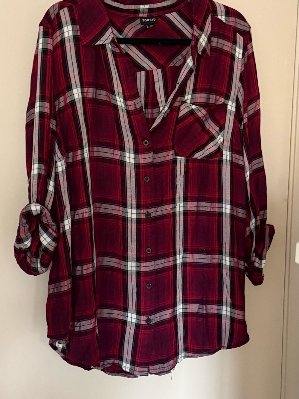 torrid Burgundy Plaid Button-Up Shirt